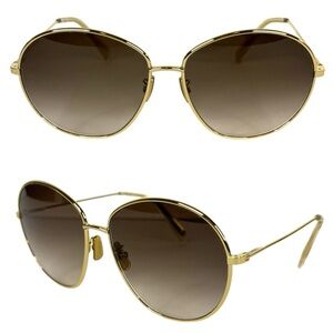 CELINE 61MM Oval Sunglasses NEW Gold Smoke Made in Italy